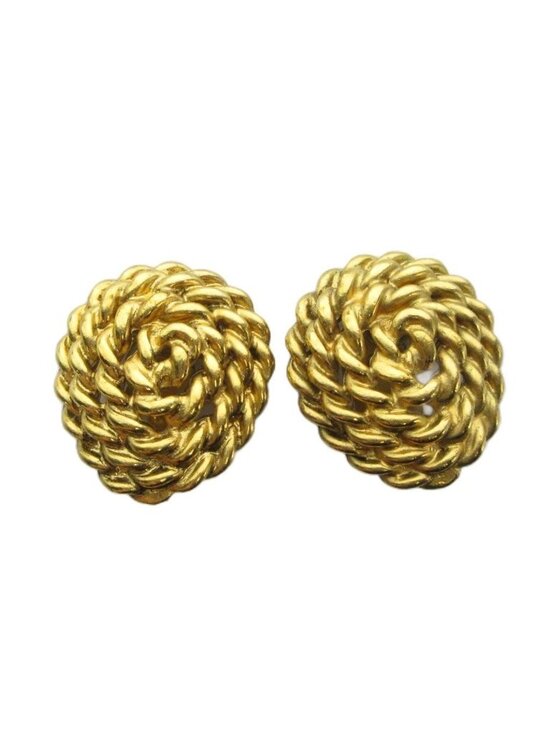 Yves Saint Laurent Jewelry - Saint Laurent Yves YSL Vintage Earrings Clip on Gold